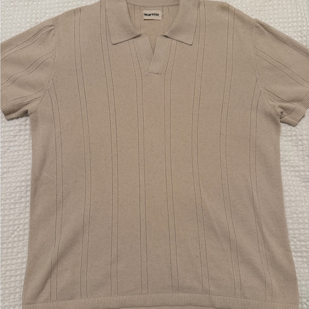 Taylor Stitch Valencia Sweater Polo Linen Cotton Johnny Collar Large 42